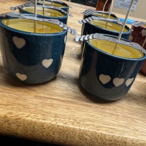 Cook’s Pottery-7oz Hearts Blue, Lavender Love