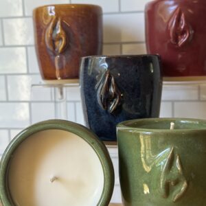 Gnefknack’s Pottery-5oz , Flame, Green-Hippie Heart